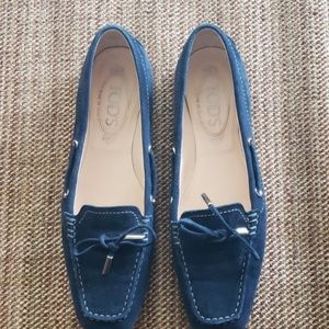 Tods Navy Suede Loafers